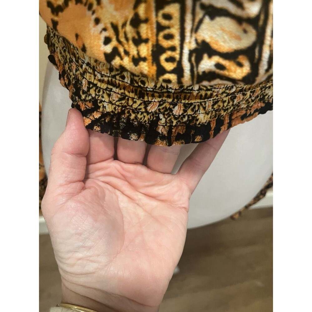 Free People Golden Yellow Orange Boho Paisley V-neck Crop Top Blouse X-Small - Picture 4 of 13